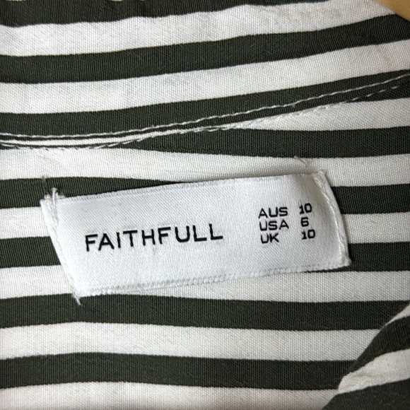 Faithfull the Brand Green and White Striped Dress Size 6 - Picture 4 of 10